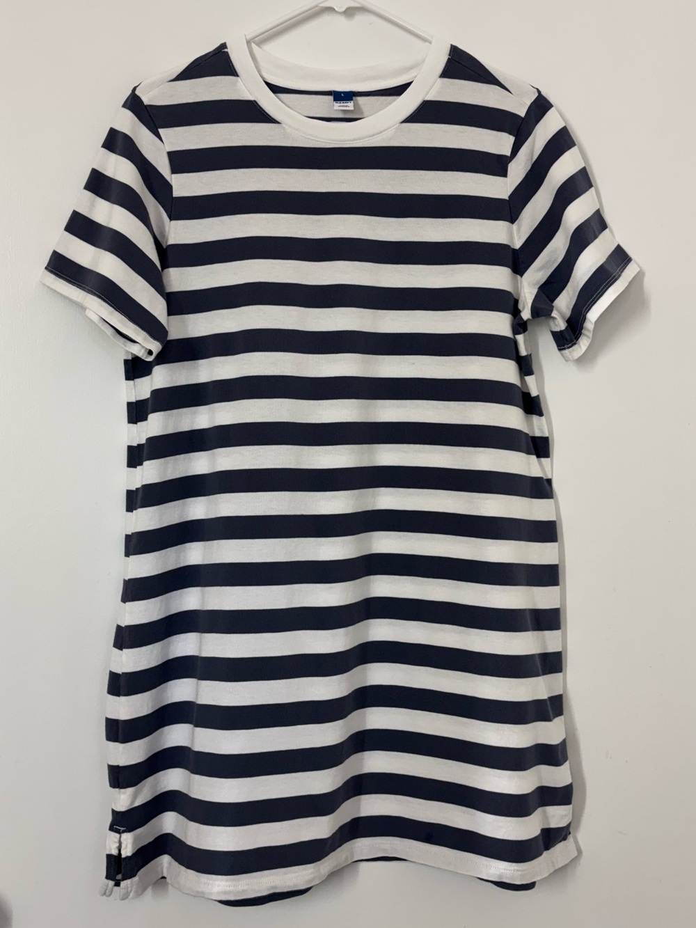 Old Navy White Blue Stripe T-Shirt Dress Mini Cotton Women Large